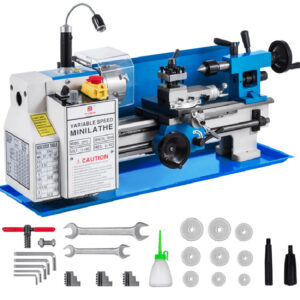 Mini bench lathe machine with 20mm spindle bore for metalworking